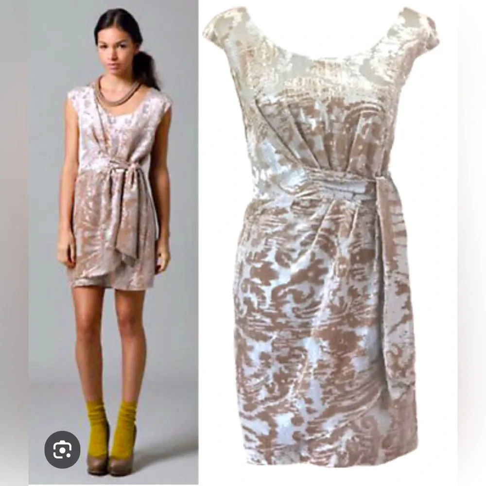 Cynthia Steffe - Josie Burnout Blush & Champagne Gold Metallic Dress - Size: 2 - Picture 1 of 9